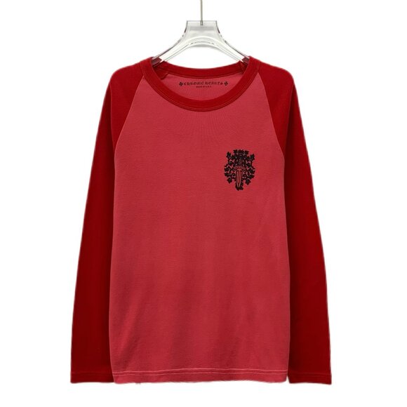 DW0035 Chrome Hearts Red Vine Sword Horn Print Cotton Round Neck Long Sleeve T-S